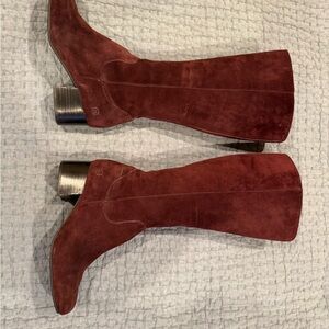Born Burgundy Suede Heeled Boots